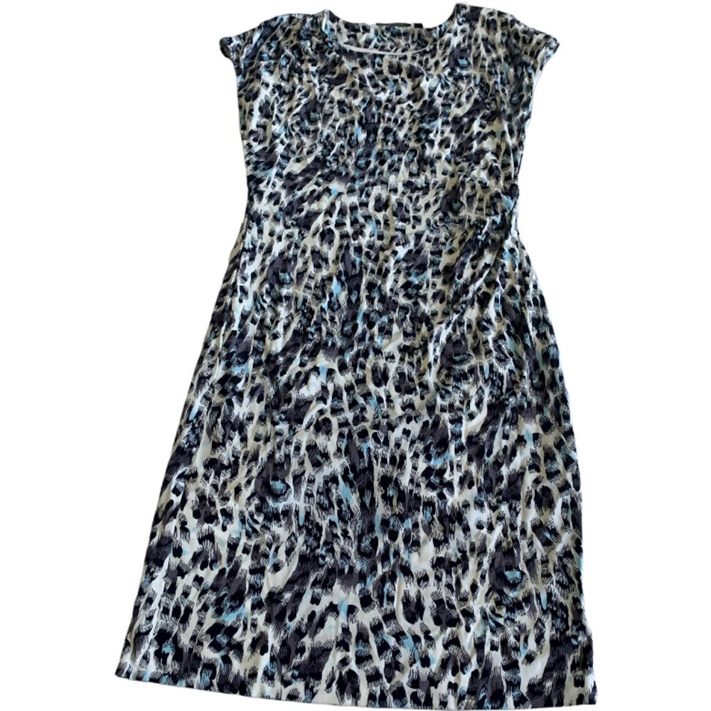 HUGO BOSS Vintage Tortoise Art Large Basic Shift Casual Women Mini Dress Leopard